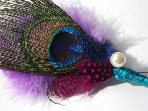 Art Deco peacock feather boutonniere