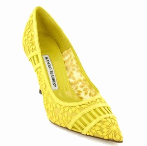 Yellow bridal shoes by Blahnik