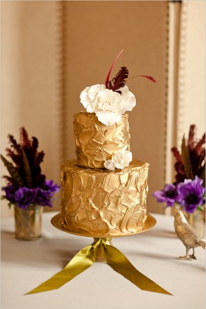 Metallic gold wedding cake