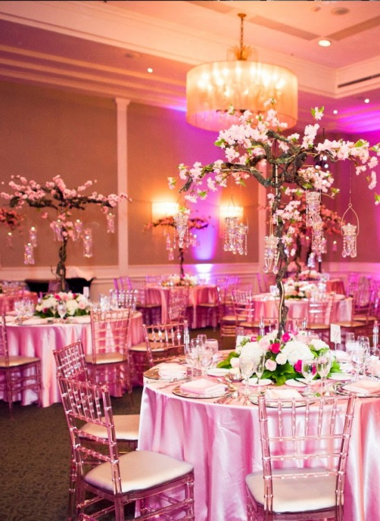 Pink wedding reception