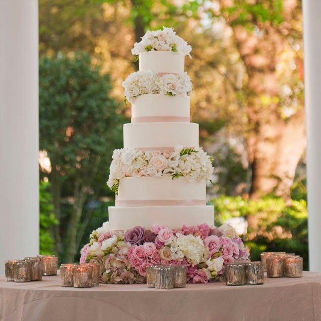 5 tier blush pink wedding cake