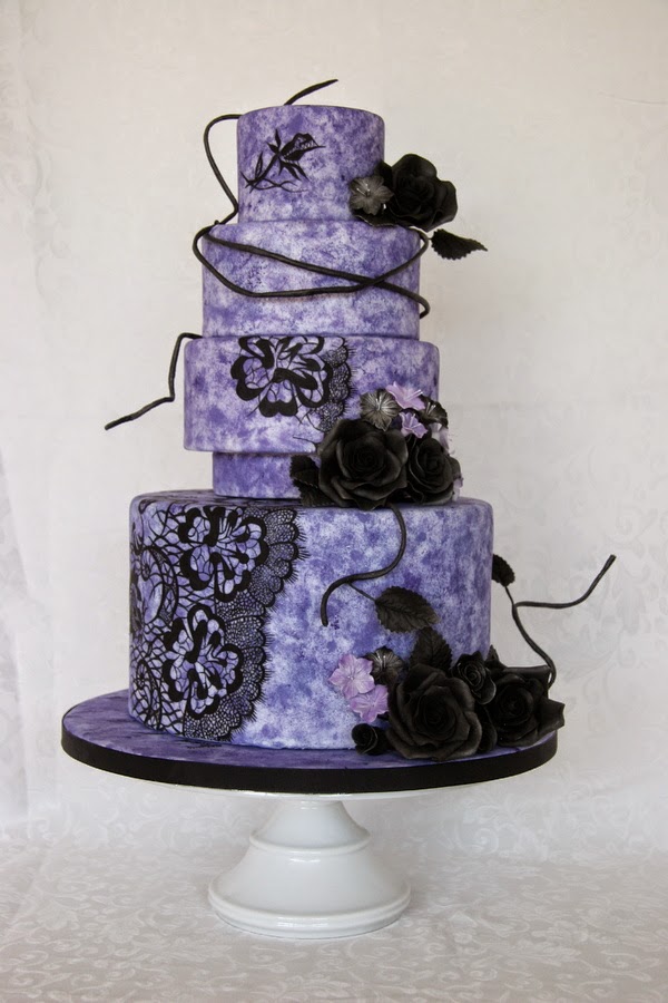 Purple designer wedding cake by Cake Central