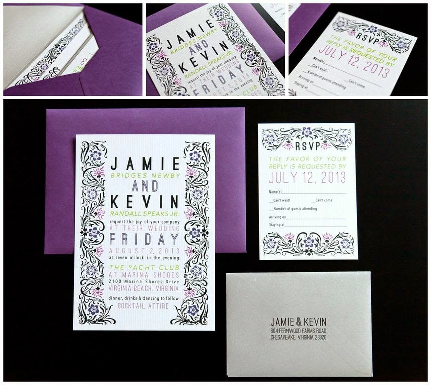 silver and purple invitation by Girl Tyler
