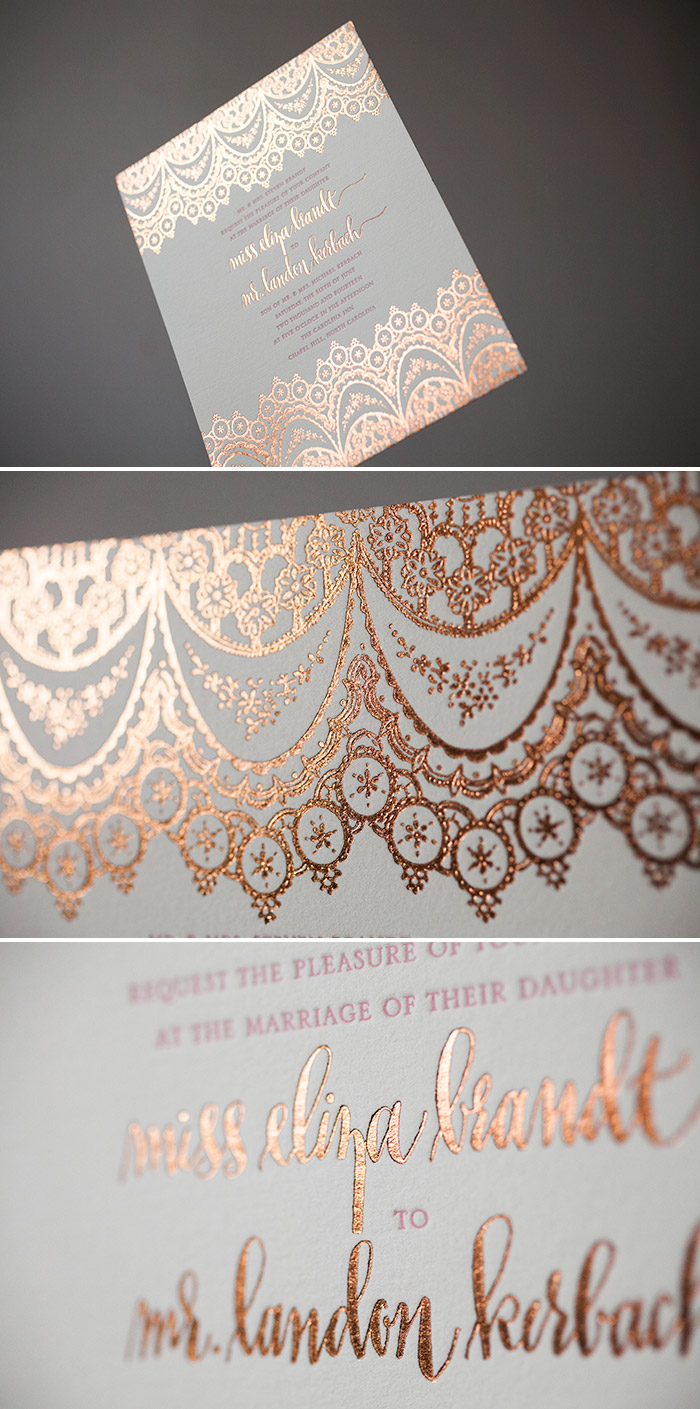 copper wedding invitation by Bella Figura