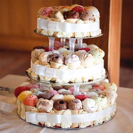 Ice cream cone wedding cake via ChicVintageBrides