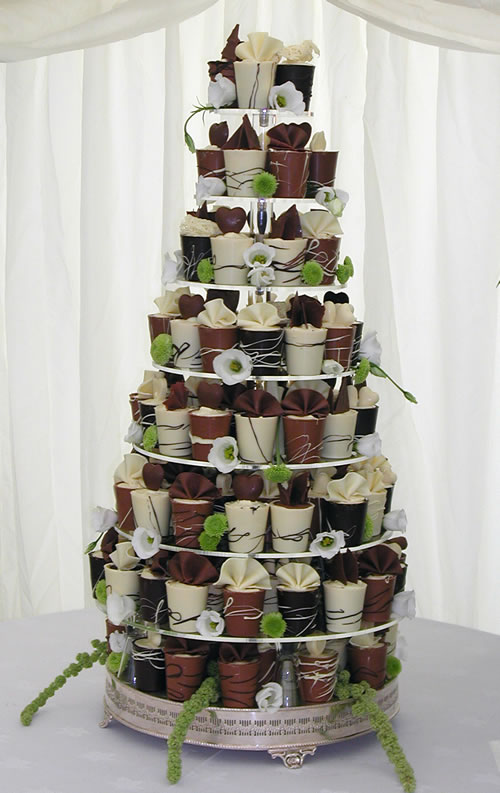 chocolate cup wedding cake by SweetArt.co.uk