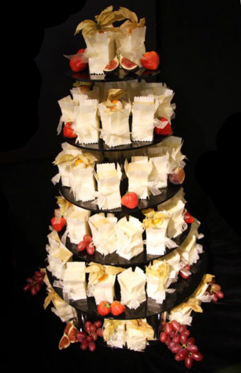 individually boxed wedding cake by Linda Fripp