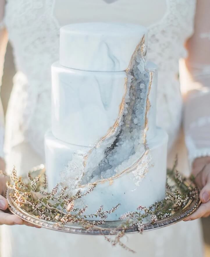 Ice crystal & marble wedding cake